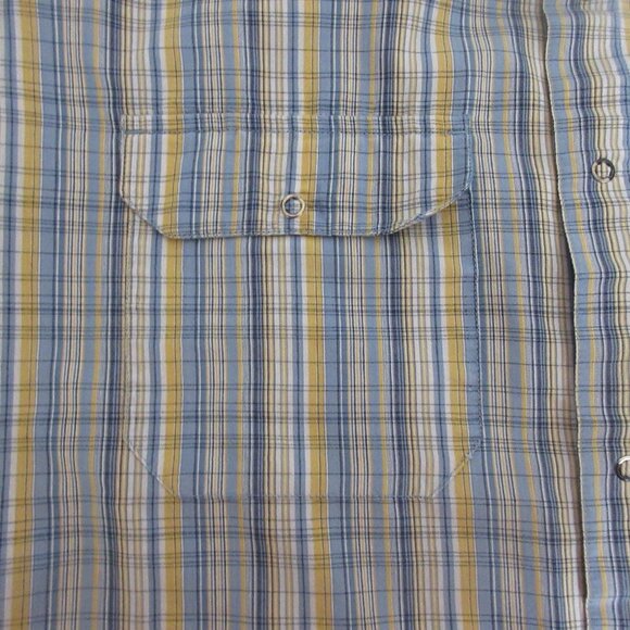 Volcom Mens Shirt Size XL Collared Blue Plaid Snap Front Short Sleeve Pockets - Picture 5 of 8